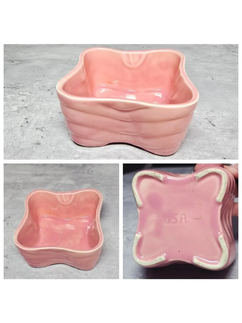 Mccoy Planter Pink Square Small Miniature Succulent USA ART DECO MCM    4